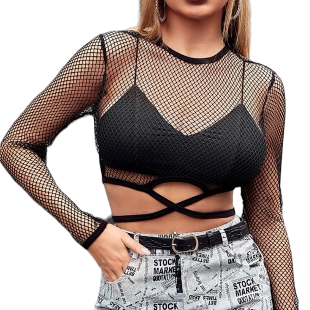 Fishnet Wrap Crop Top